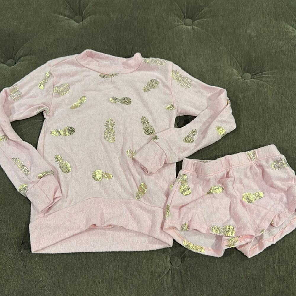 Play six pineapple sweatshirt and short set size 4